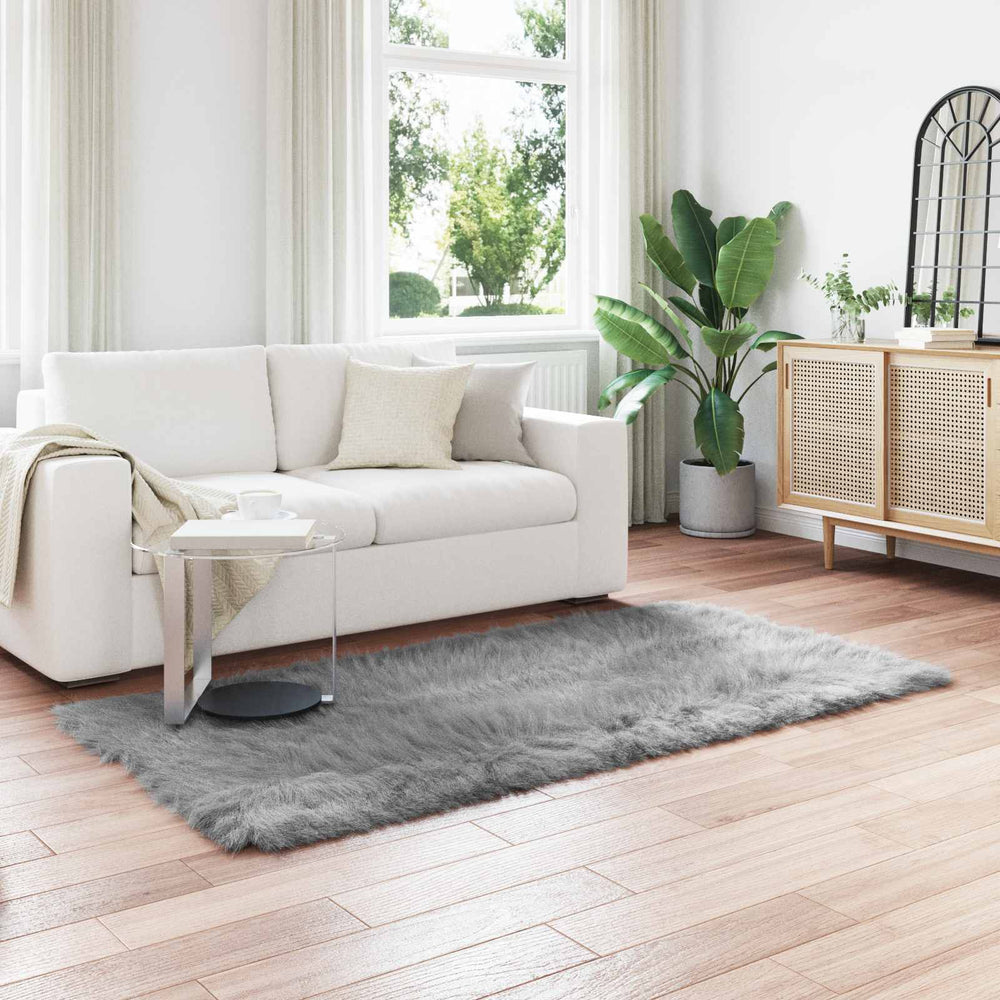 vidaXL Faux Sheepskin Rug TAFALLA Grey 100 x 200 cm Polyester
