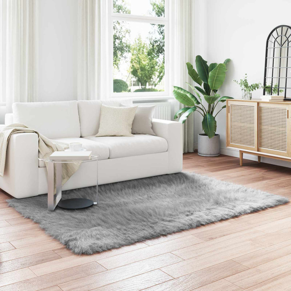 vidaXL TAFALLA Faux Sheepskin Rug Grey 120 x 170 cm Polyester