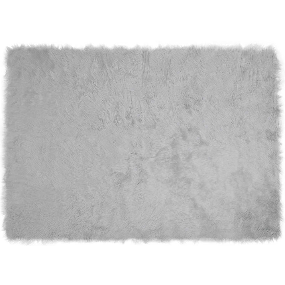 vidaXL Faux Sheepskin Rug TAFALLA Grey 140 x 200 cm Polyester