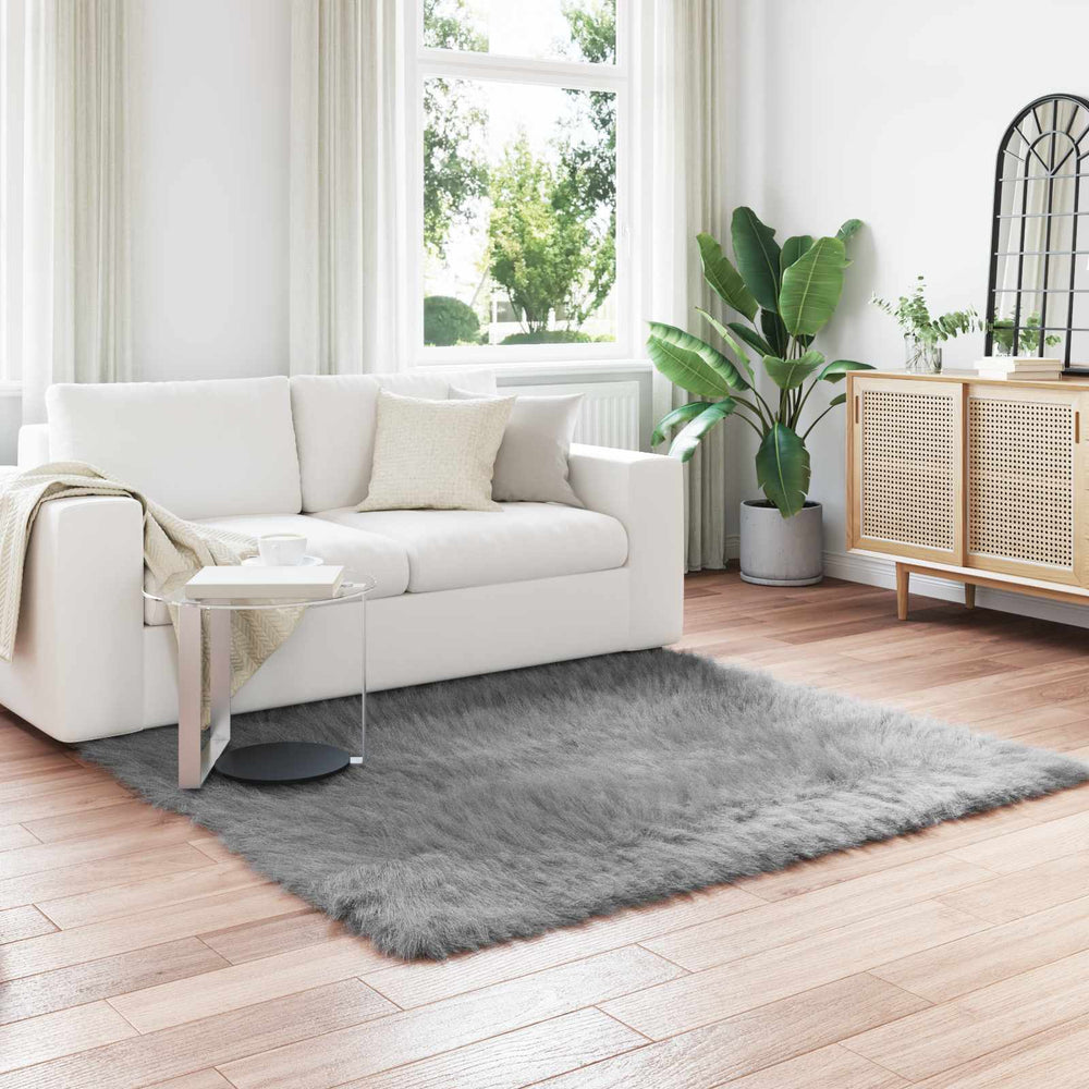 vidaXL Faux Sheepskin Rug TAFALLA Grey 120 x 120 cm Polyester