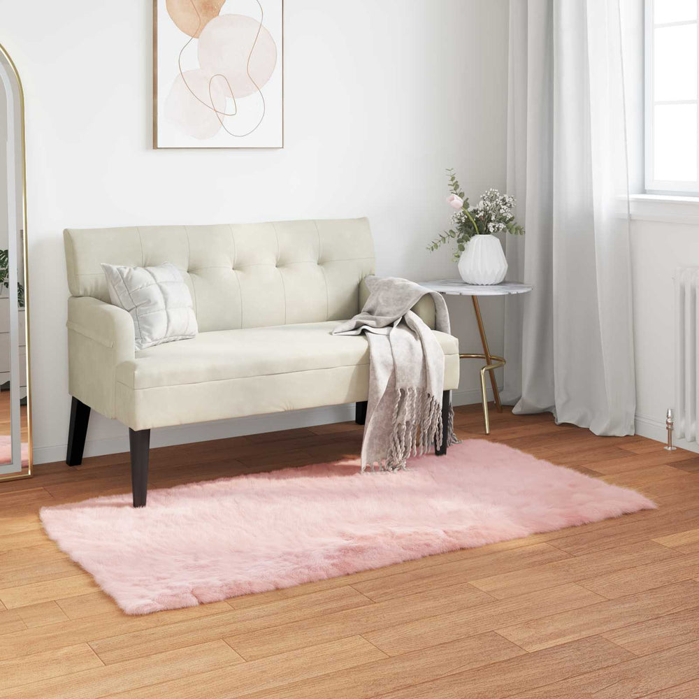 vidaXL Faux Sheepskin Rug TAFALLA Pink 60 x 110 cm Polyester