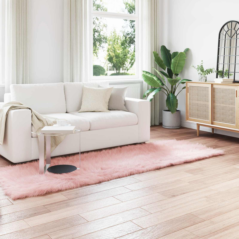 vidaXL Faux Sheepskin Rug TAFALLA Pink 80 x 250 cm Polyester