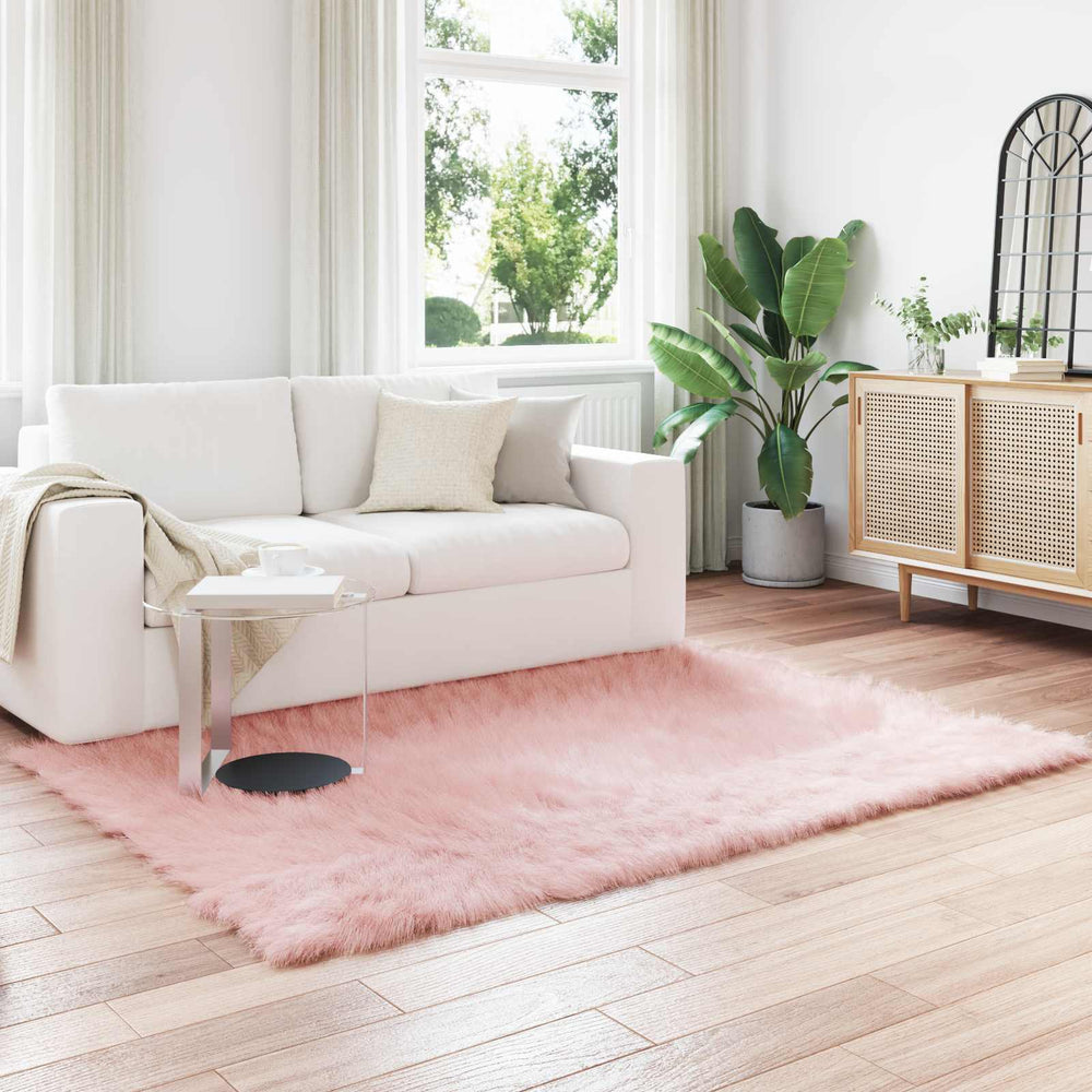 vidaXL Faux Sheepskin Rug TAFALLA Pink 140 x 200 cm Polyester
