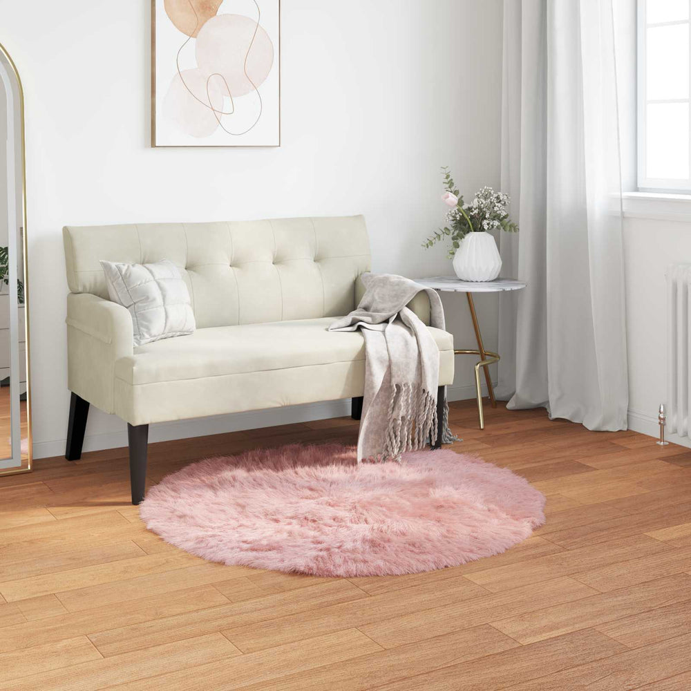 vidaXL TAFALLA Faux Sheepskin Rug Pink Ø 80 cm Polyester