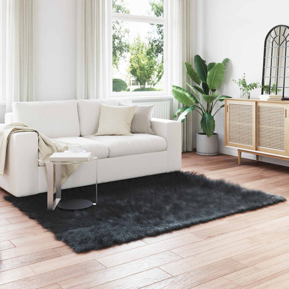 vidaXL Faux Sheepskin Rug TAFALLA Black 160 x 230 cm