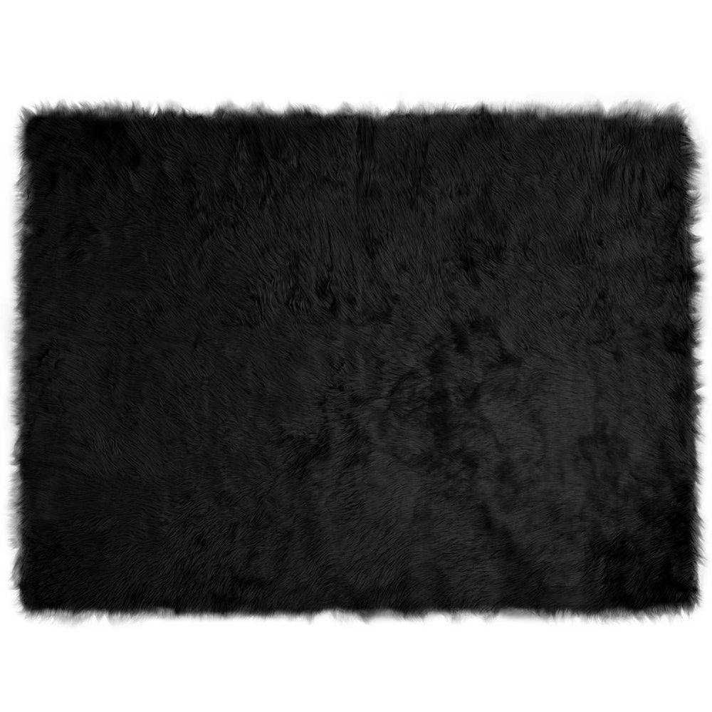 vidaXL Faux Sheepskin Rug TAFALLA Black 160 x 230 cm