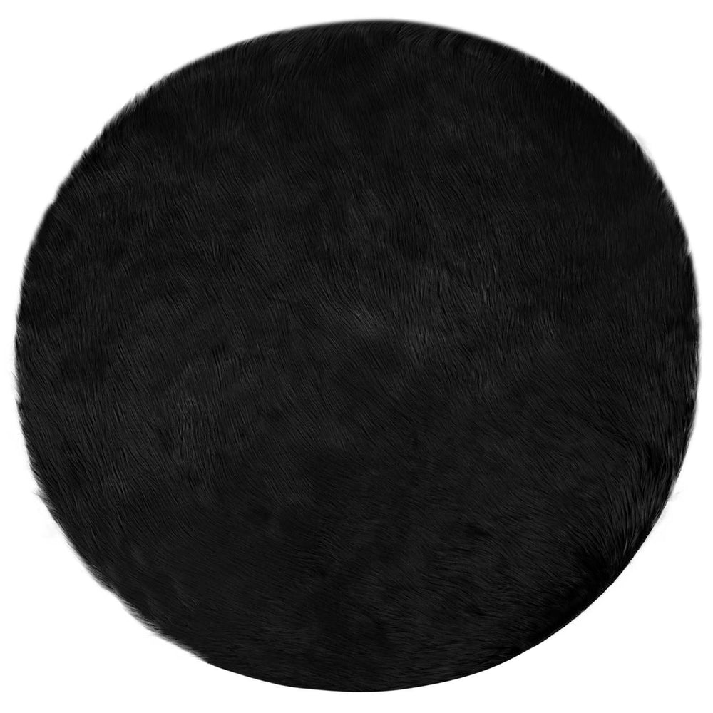 vidaXL Faux Sheepskin Rug TAFALLA Black Ø 160 cm Polyester