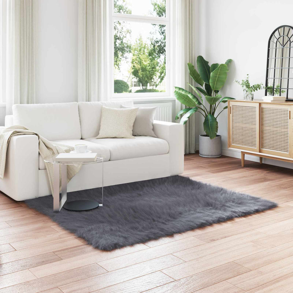 vidaXL Artificial Sheepskin Rug TAFALLA Anthracite 120 x 120 cm