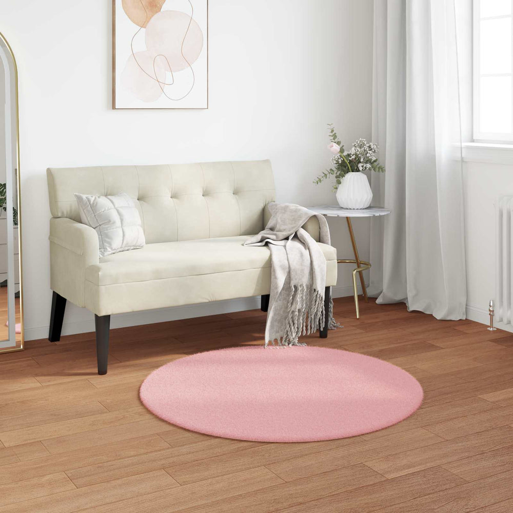 Rosa Kunstfell Teppich Ø 80cm