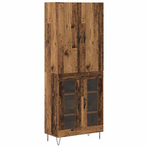 Highboard 2er Set Altholz und Glas