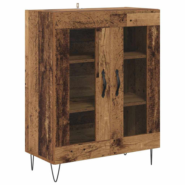 Highboard 2er Set Altholz und Glas