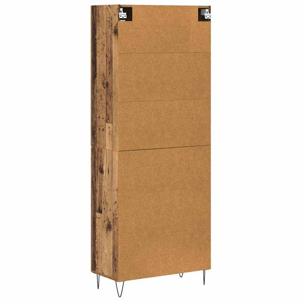 Highboard 2er Set Altholz und Glas