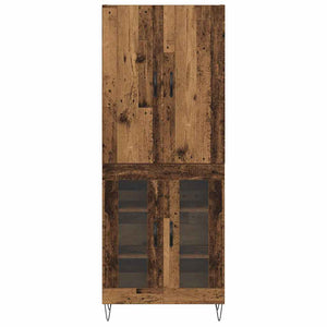 Highboard 2er Set Altholz und Glas