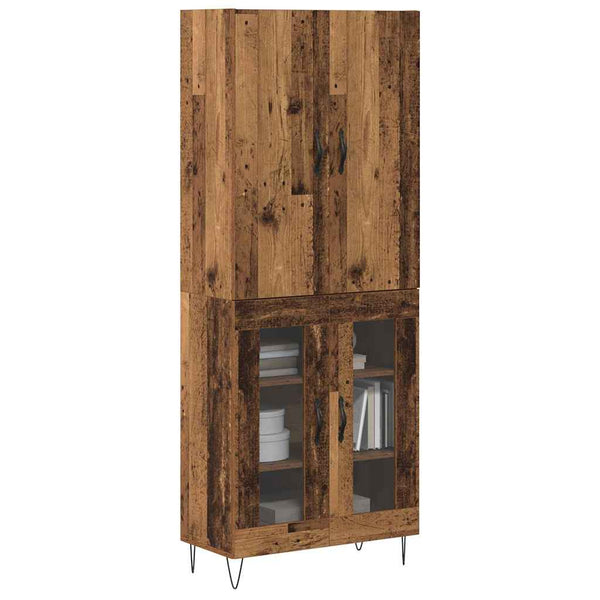 Highboard 2er Set Altholz und Glas