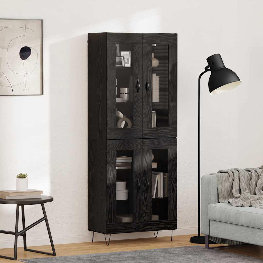Highboard Schwarz Eichenoptik 180 cm