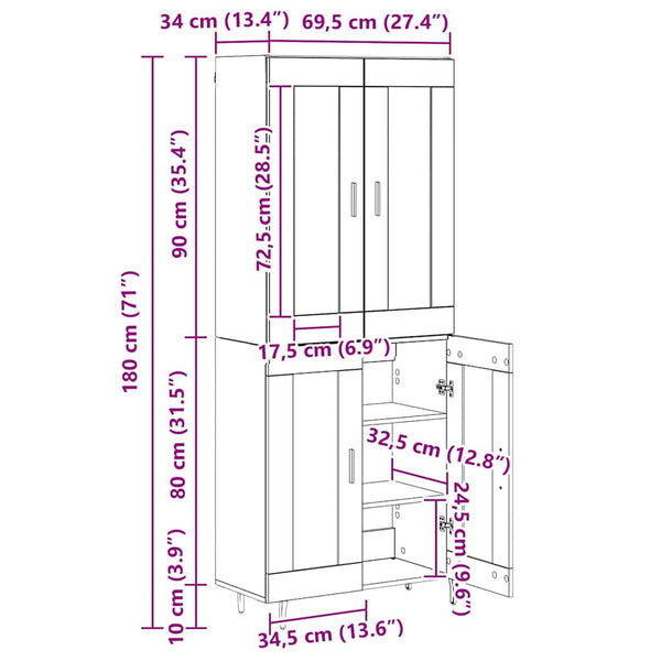 Highboard 2er-Set Artisan Eiche