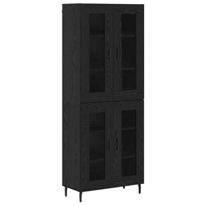 Highboard Schwarz Eichenoptik 2er-Set