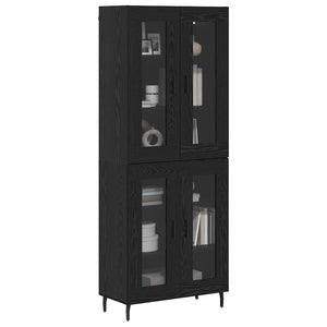 Highboard Schwarz Eichenoptik 2er-Set