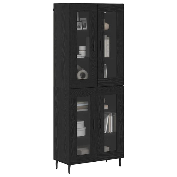 Highboard Schwarz Eichenoptik 2er-Set