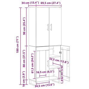 Highboard 2er Set Altholz