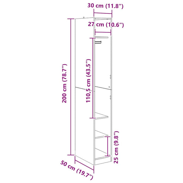 Kleiderschrank Schwarz Eichen-Optik 200cm