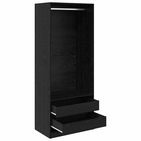 Kleiderschrank Schwarz Eichenoptik 80x50x200 cm