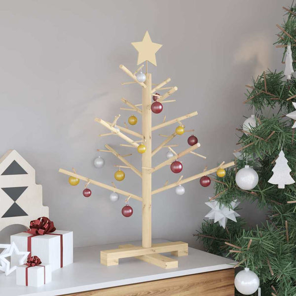 vidaXL Wooden Christmas Tree Natural 75 cm Solid Pine Wood
