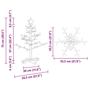 vidaXL Wooden Christmas Tree Natural 75 cm Solid Pine Wood