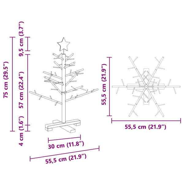 vidaXL Wooden Christmas Tree Natural 75 cm Solid Pine Wood