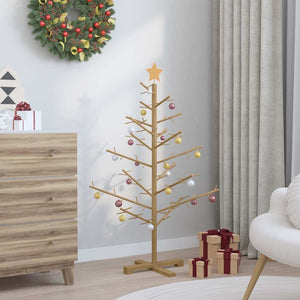 vidaXL Wooden Christmas Tree Brown 125 cm Solid Pine Wood