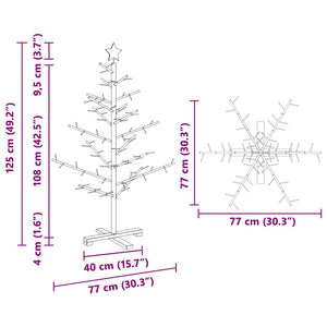 vidaXL Wooden Christmas Tree Brown 125 cm Solid Pine Wood