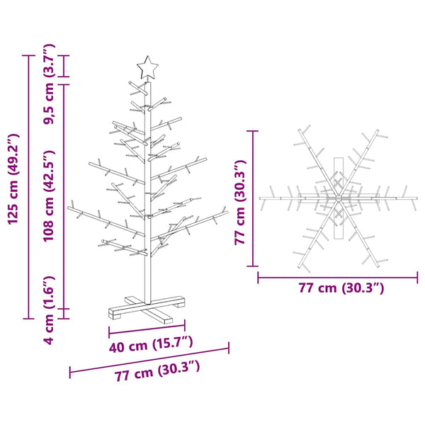 vidaXL Wooden Christmas Tree Brown 125 cm Solid Pine Wood