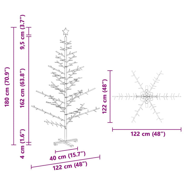 vidaXL Wooden Christmas Tree Brown 180 cm Solid Pine Wood