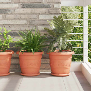 vidaXL Round Flower Pot 6 pcs Terracotta Ø 30 x 25 cm Plastic