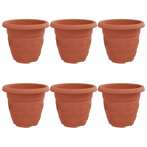 vidaXL Round Flower Pot 6 pcs Terracotta Ø 30 x 25 cm Plastic