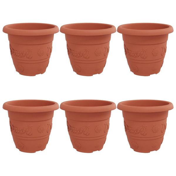 vidaXL Round Flower Pot 6 pcs Terracotta Ø 30 x 25 cm Plastic