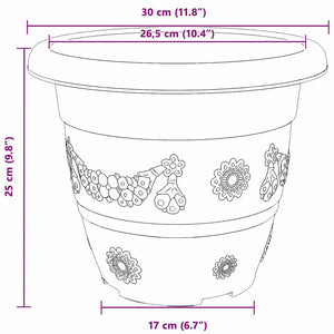 vidaXL Round Flower Pot 6 pcs Terracotta Ø 30 x 25 cm Plastic