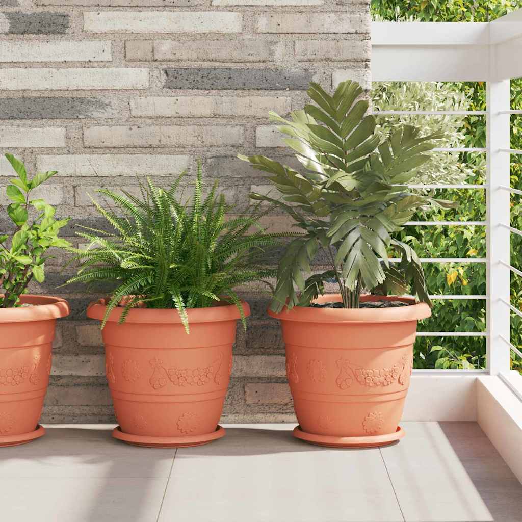 vidaXL Round Flower Pot 6 pcs Terracotta Ø 34 x 28 cm Plastic