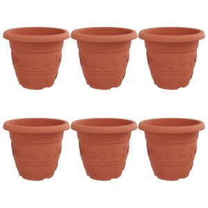vidaXL Round Flower Pot 6 pcs Terracotta Ø 34 x 28 cm Plastic