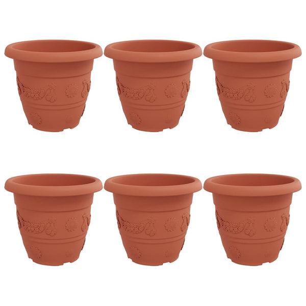 vidaXL Round Flower Pot 6 pcs Terracotta Ø 34 x 28 cm Plastic
