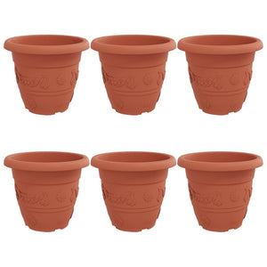 vidaXL Round Planter 6 pcs Terracotta Ø 39 x 32 cm Plastic