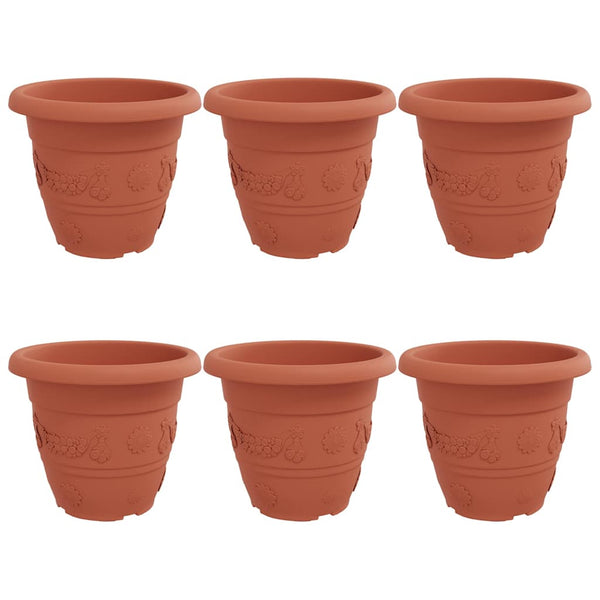 vidaXL Round Planter 6 pcs Terracotta Ø 39 x 32 cm Plastic