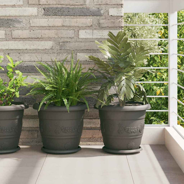 vidaXL Round Flower Pot 6 pcs Black Ø 30 x 25 cm Plastic