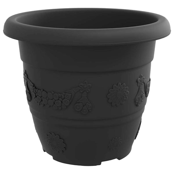vidaXL Round Flower Pot 6 pcs Black Ø 30 x 25 cm Plastic