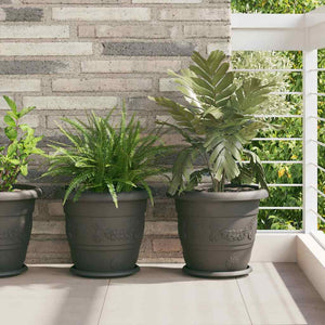 vidaXL Round Flower Pot 6 pcs Black Ø 34 x 28 cm Plastic
