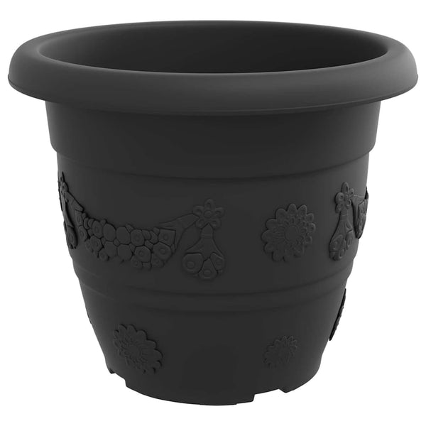vidaXL Round Flower Pot 6 pcs Black Ø 34 x 28 cm Plastic