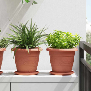 vidaXL Round Flower Pot 24 pcs Terracotta Red Ø 22 x 18 cm Plastic
