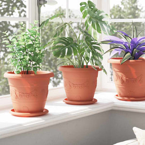 vidaXL Round Flower Pot 24 pcs Terracotta Red Ø 22 x 18 cm Plastic