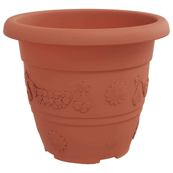 vidaXL Round Flower Pot 24 pcs Terracotta Red Ø 22 x 18 cm Plastic