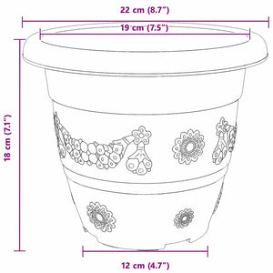 vidaXL Round Flower Pot 24 pcs Terracotta Red Ø 22 x 18 cm Plastic